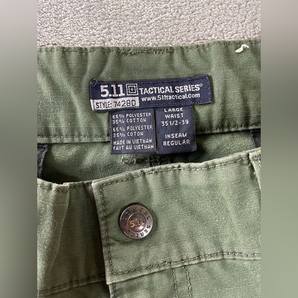511 Tactical Pants Mens Large Green Cargo Utility About 36x30 Hole In One Pocket - Picture 5 of 16